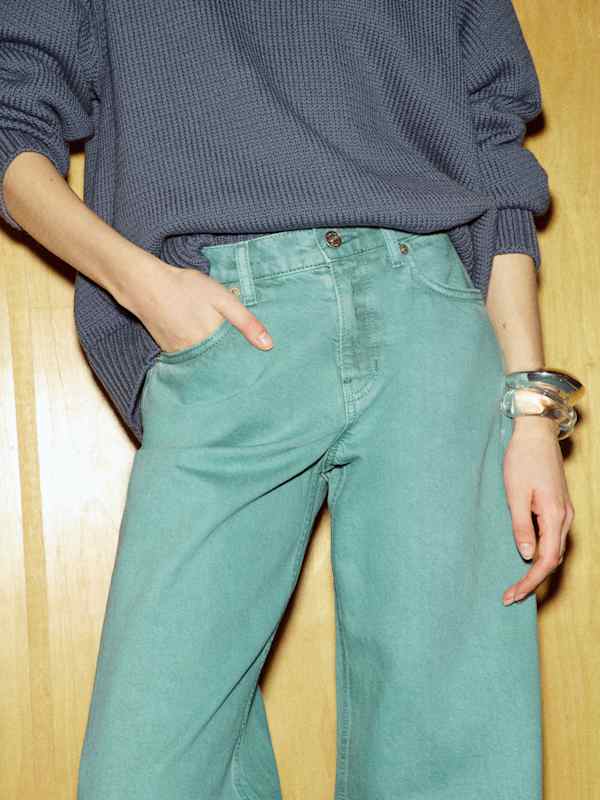 Cary Low Rise Slouchy Wide Leg Jeans - Aqua