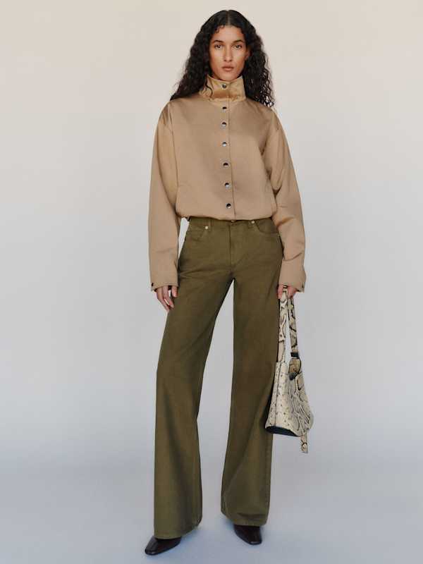 Cary Low Rise Slouchy Wide Leg Jeans - Dark Olive