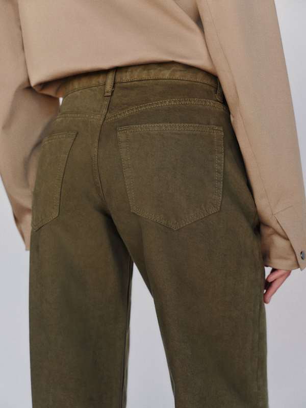Cary Low Rise Slouchy Wide Leg Jeans - Dark Olive