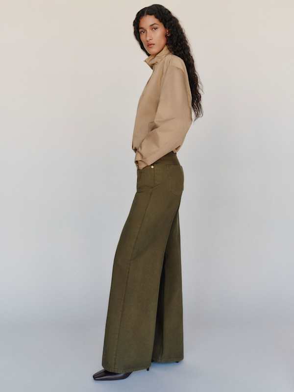 Cary Low Rise Slouchy Wide Leg Jeans - Dark Olive