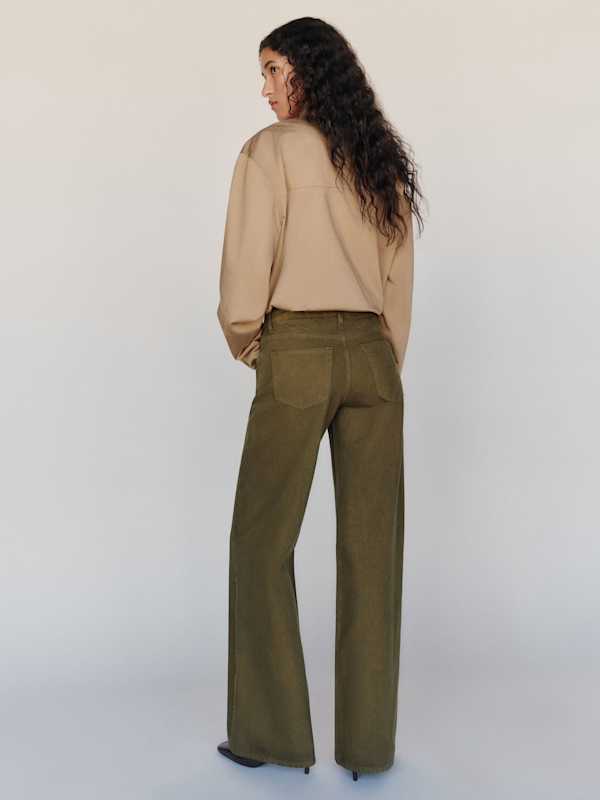 Cary Low Rise Slouchy Wide Leg Jeans - Dark Olive