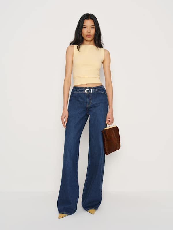 Cary Low Rise Slouchy Wide Leg Jeans - Melville Belted