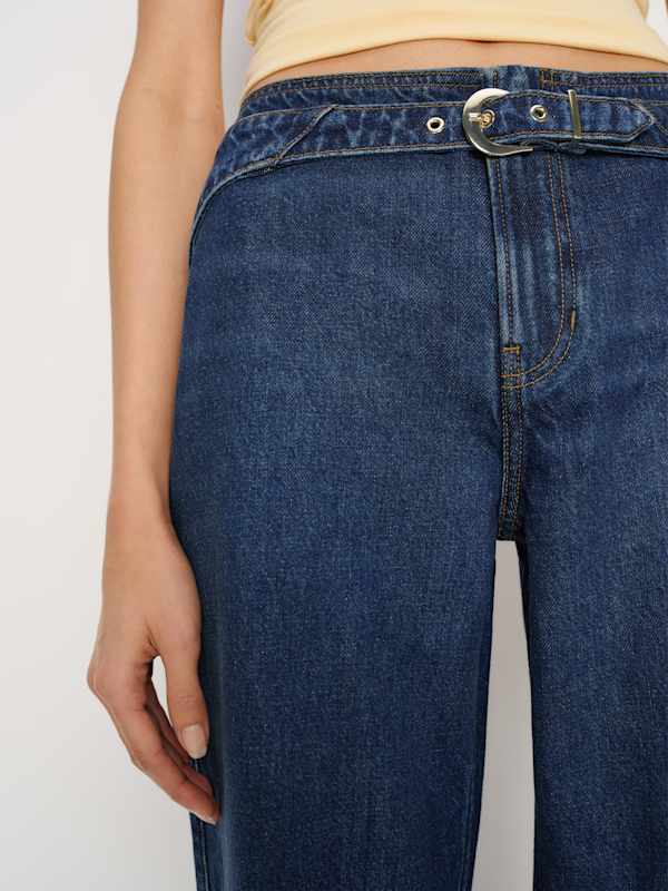 Cary Low Rise Slouchy Wide Leg Jeans - Melville Belted