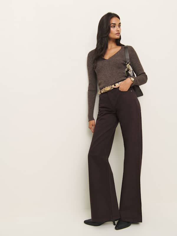 Cary Low Rise Slouchy Wide Leg Jeans - Mole