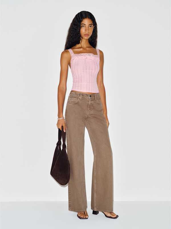 Cary Low Rise Slouchy Wide Leg Jeans - Morel
