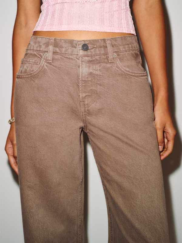 Cary Low Rise Slouchy Wide Leg Jeans - Morel