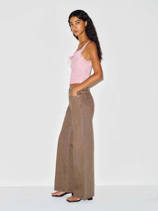 Cary Low Rise Slouchy Wide Leg Jeans - Morel