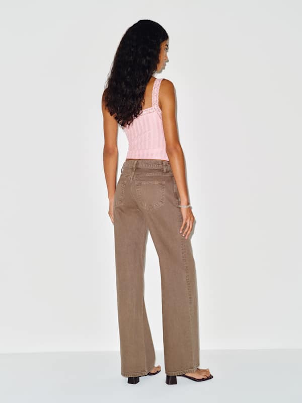 Cary Low Rise Slouchy Wide Leg Jeans - Morel