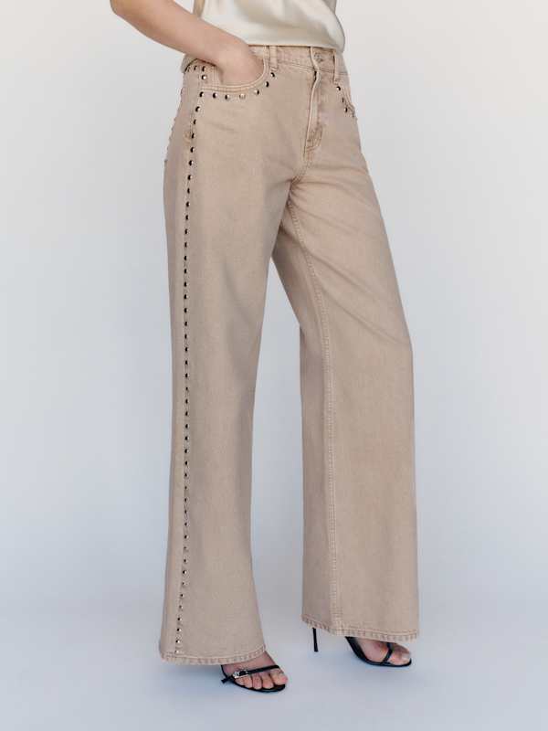Cary Low Rise Slouchy Wide Leg Jeans - Petoskey Studded