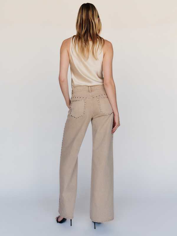 Cary Low Rise Slouchy Wide Leg Jeans - Petoskey Studded