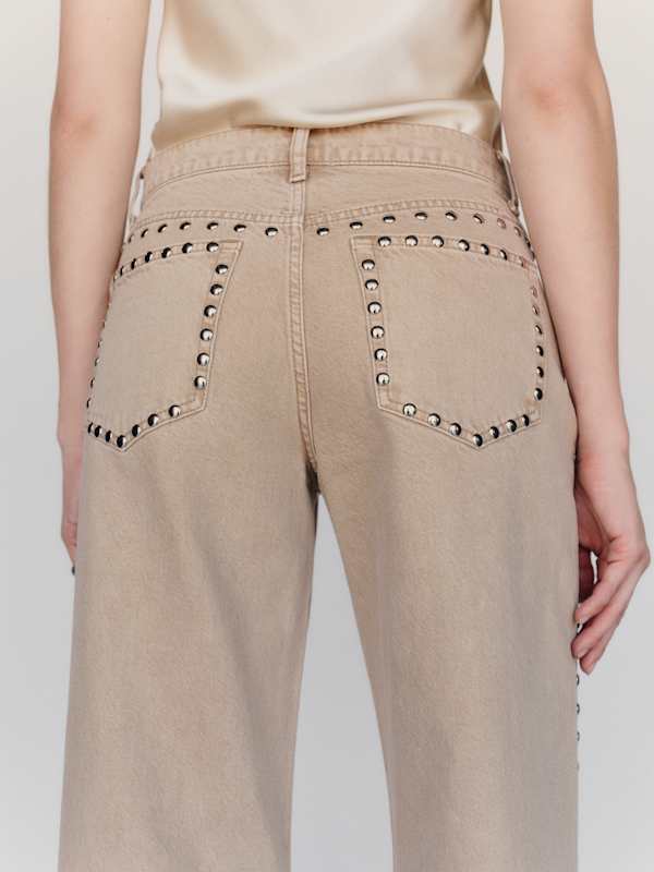 Cary Low Rise Slouchy Wide Leg Jeans - Petoskey Studded