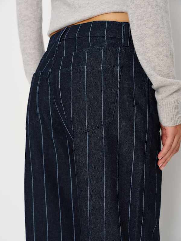 Cary Low Rise Slouchy Wide Leg Jeans - Pinstripe Lake
