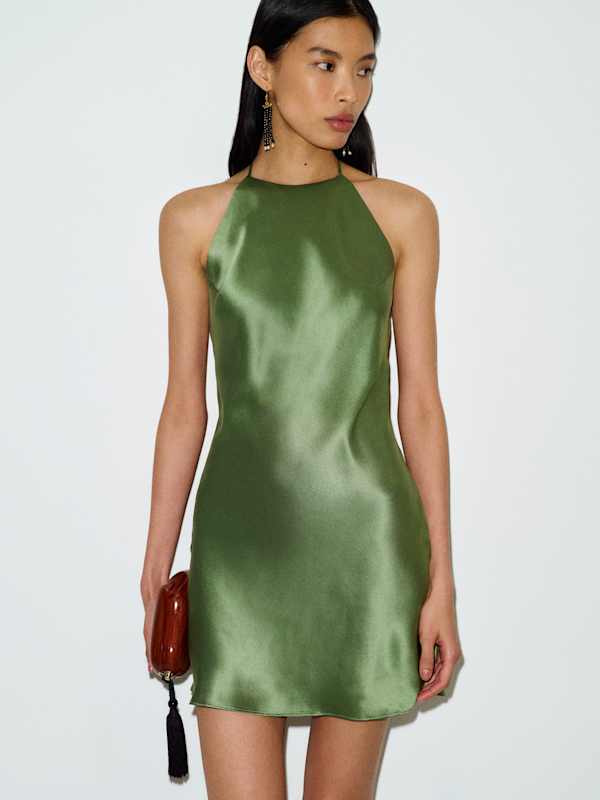 Jennis Silk Dress - Jade Green
