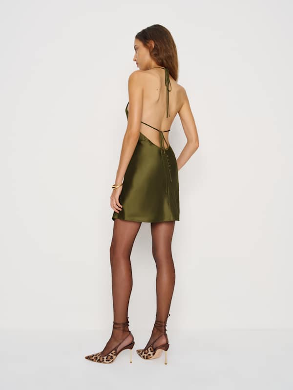 Jennis Silk Dress - Moss Garden