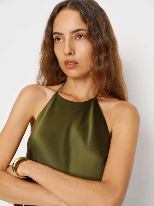 Jennis Silk Dress - Moss Garden