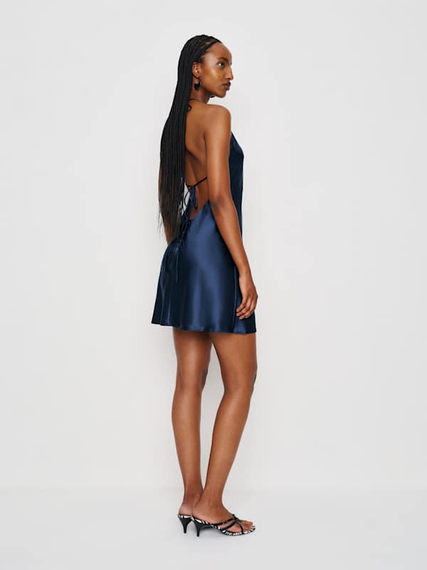 Jennis Silk Dress - Navy