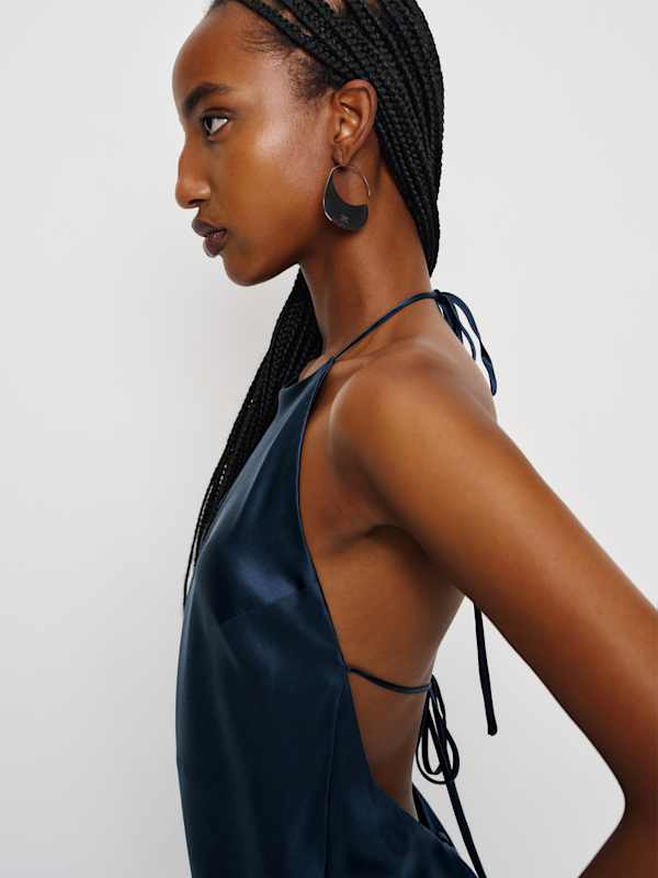 Jennis Silk Dress - Navy