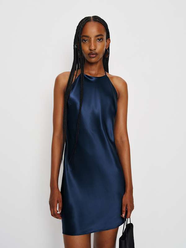 Jennis Silk Dress - Navy