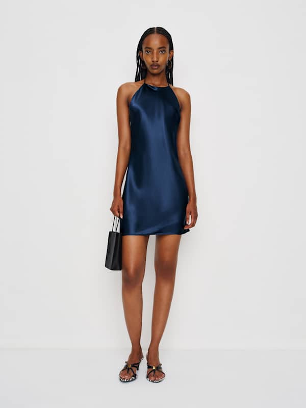 Jennis Silk Dress - Navy