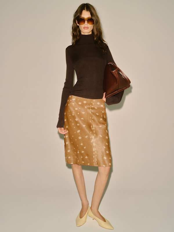 Veda Barrow Leather Low Waist Skirt - Bambi Haircalf