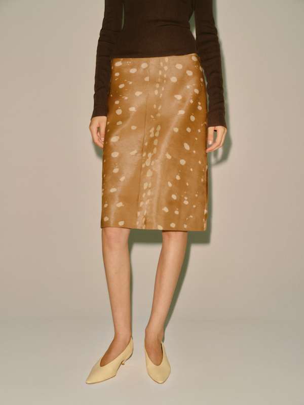 Veda Barrow Leather Low Waist Skirt - Bambi Haircalf