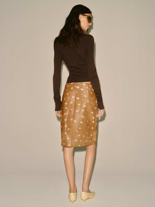 Veda Barrow Leather Low Waist Skirt - Bambi Haircalf
