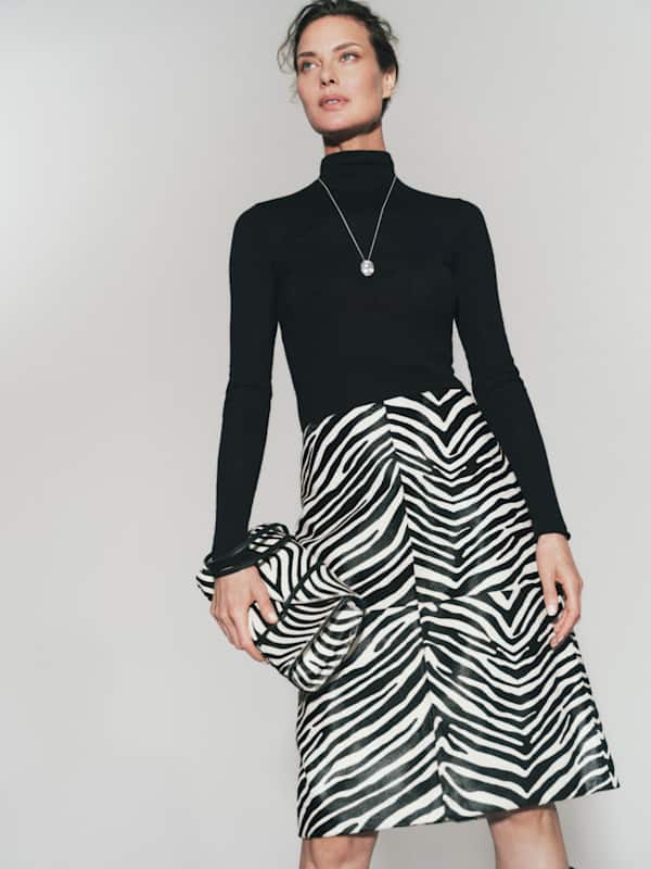 Veda Barrow Leather Low Waist Skirt - Zebra Haircalf