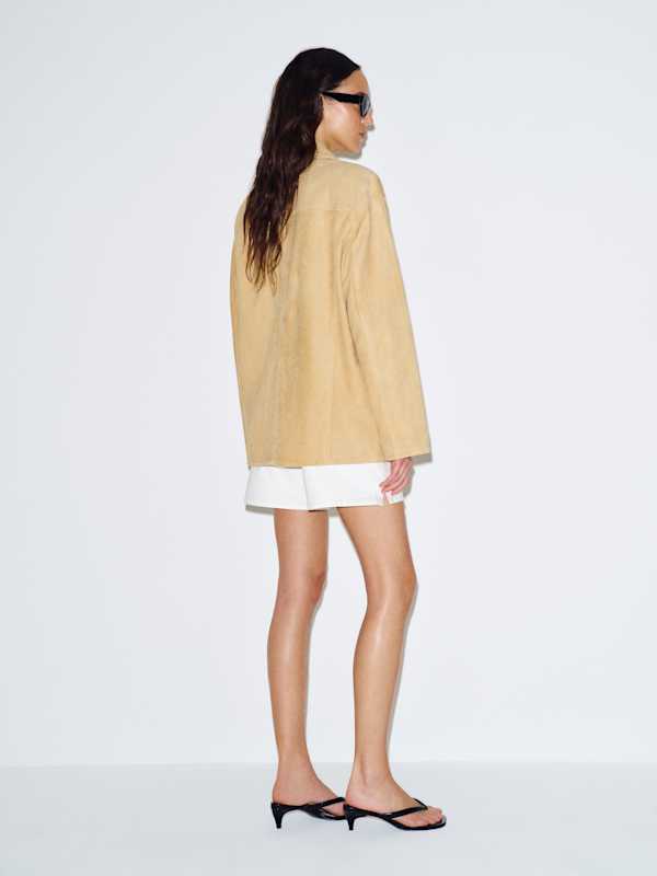 Veda Lincoln Suede Shirt Jacket - Light Khaki Suede
