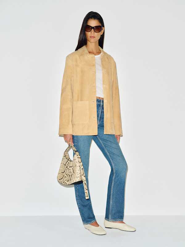 Veda Lincoln Suede Shirt Jacket - Light Khaki Suede