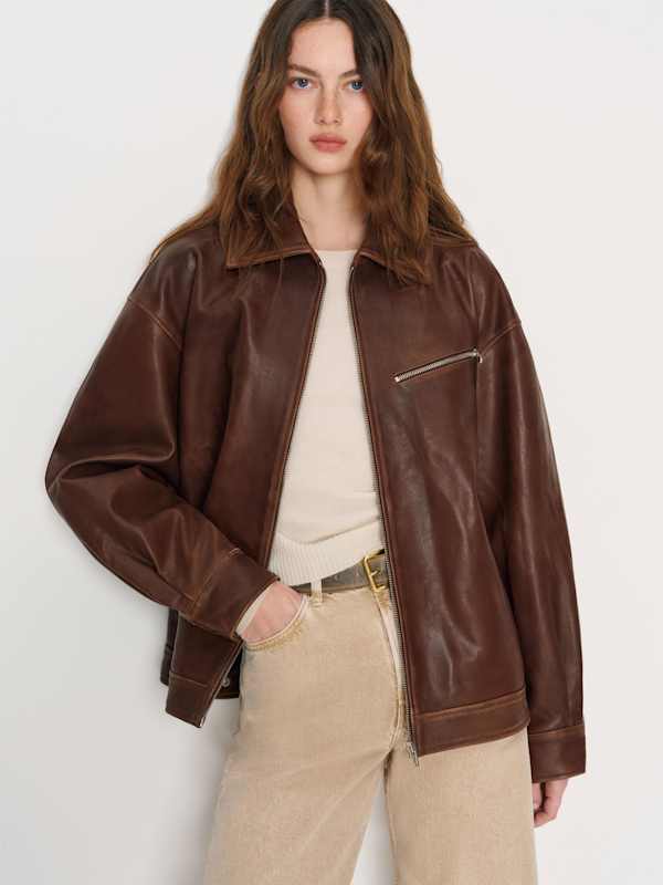 Veda Marco Leather Oversized Bomber - Lennox