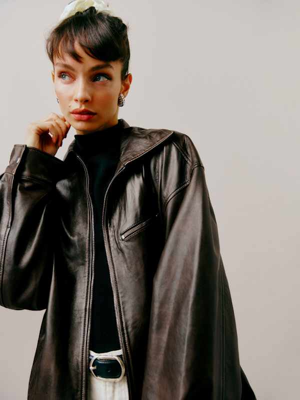 Veda Marco Leather Oversized Bomber - Pit Stop