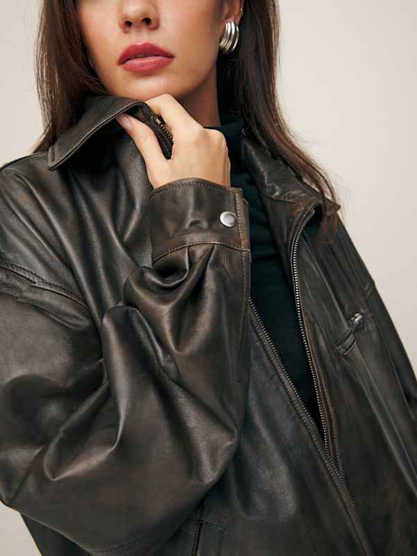 Veda Marco Leather Oversized Bomber - Pit Stop
