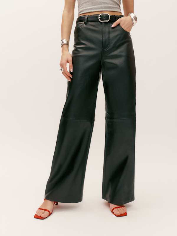 Veda Kennedy Wide Leg Leather Pant - Black