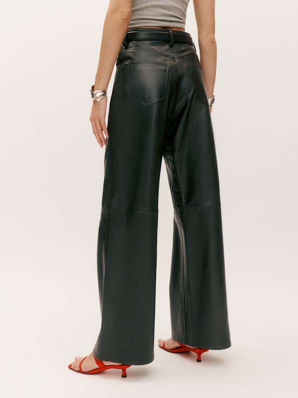 Veda Kennedy Wide Leg Leather Pant - Black