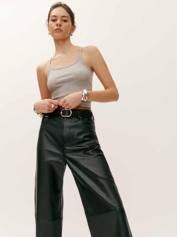 Veda Kennedy Wide Leg Leather Pant - Black