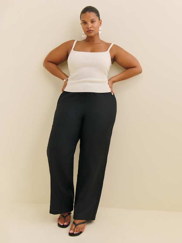 Olina Linen Pant Es - Black
