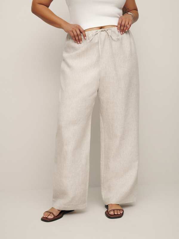 Olina Linen Pant Es - Oatmeal