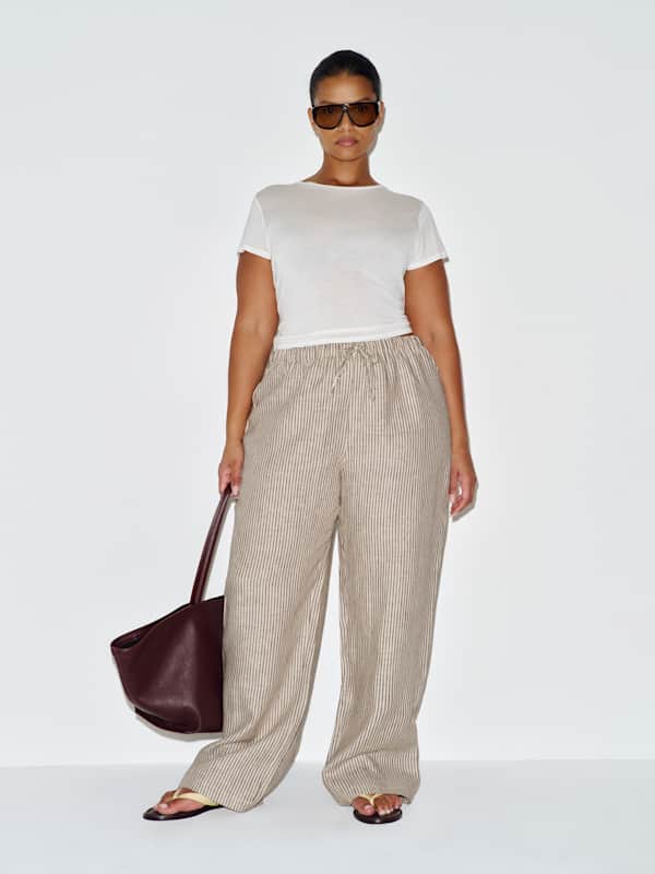 Olina Linen Pant Es - Vivienne Stripe