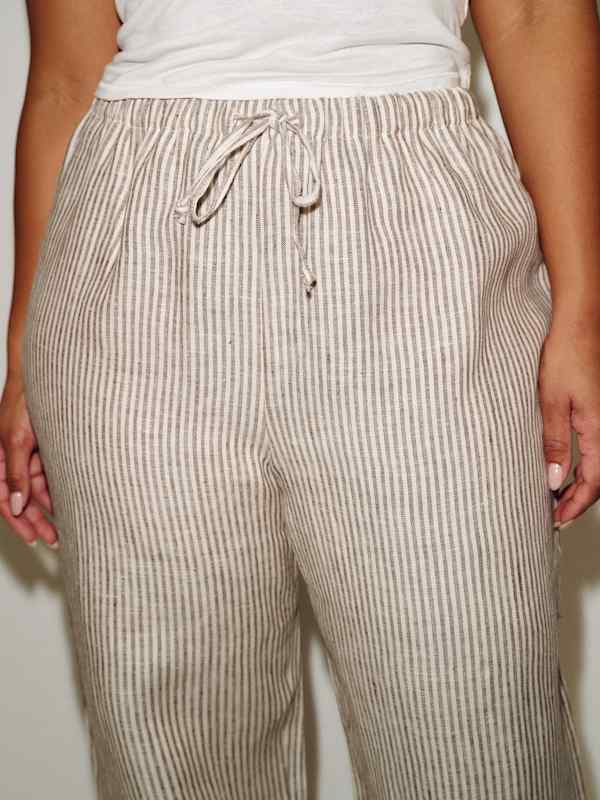 Olina Linen Pant Es - Vivienne Stripe