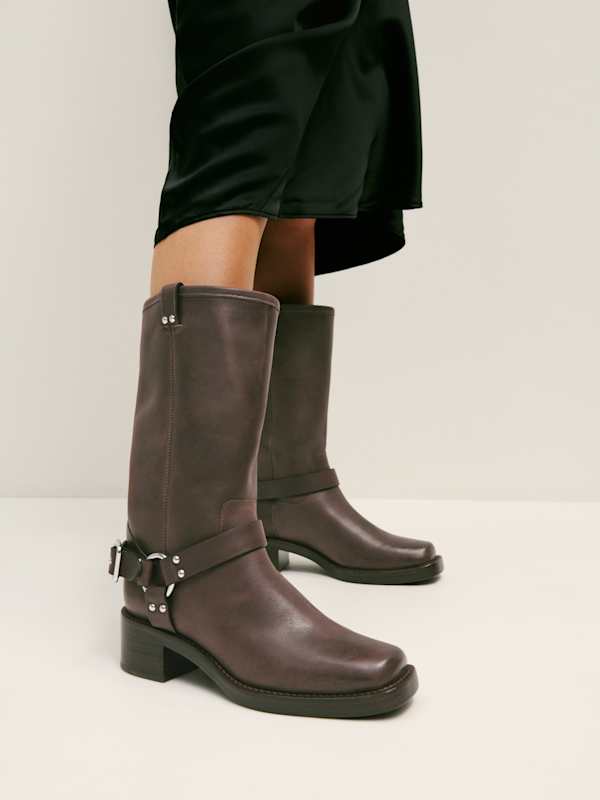 Francesca Moto Boot - Distressed Brown