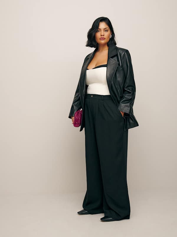 Veda Dalia Relaxed Leather Blazer Es - Black