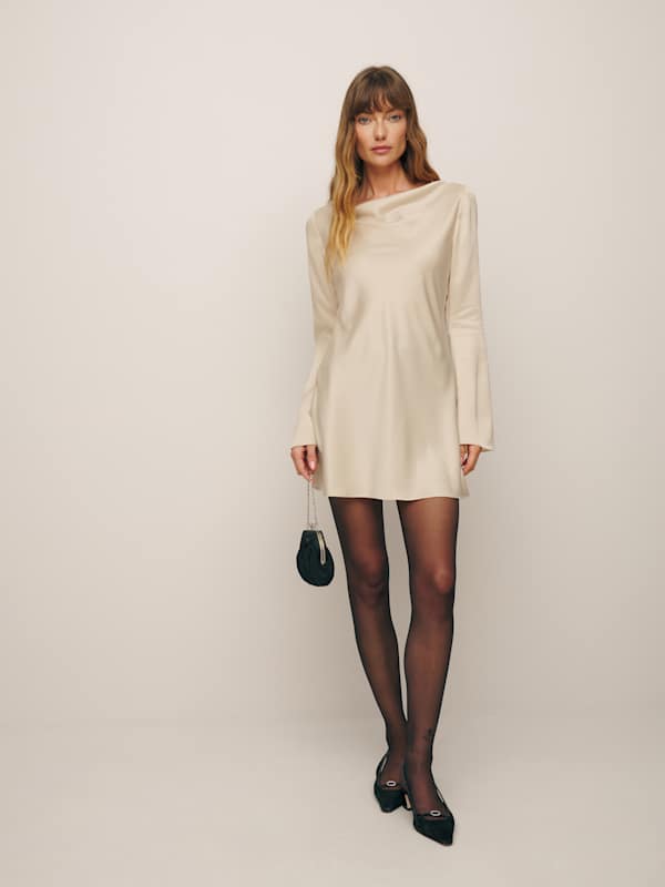 Pike Satin Dress - Almond