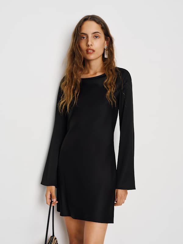 Pike Satin Dress - Black