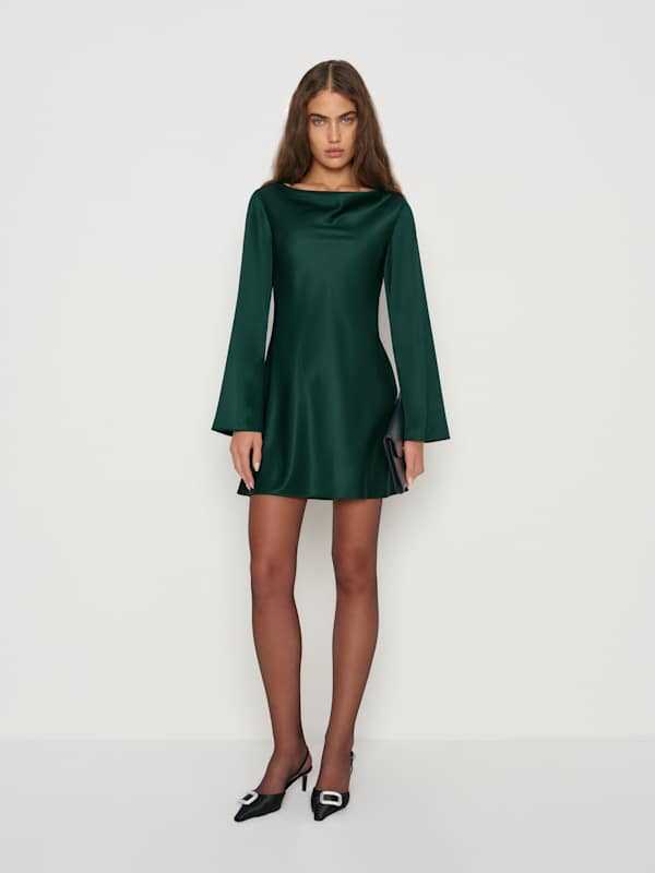 Pike Satin Dress - Forest