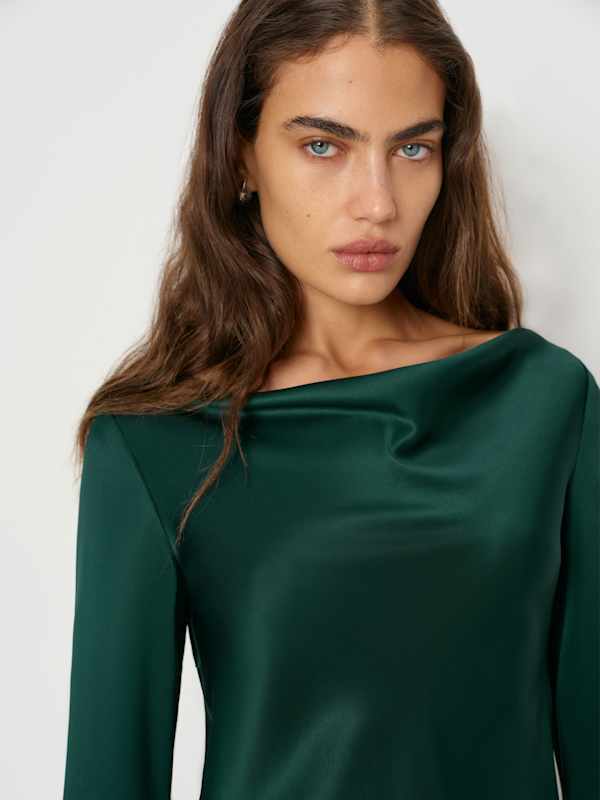 Pike Satin Dress - Forest