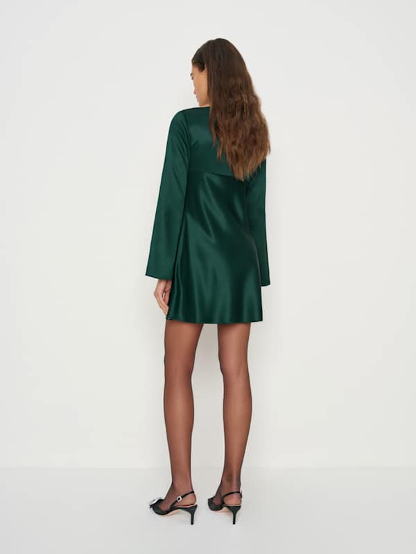 Pike Satin Dress - Forest