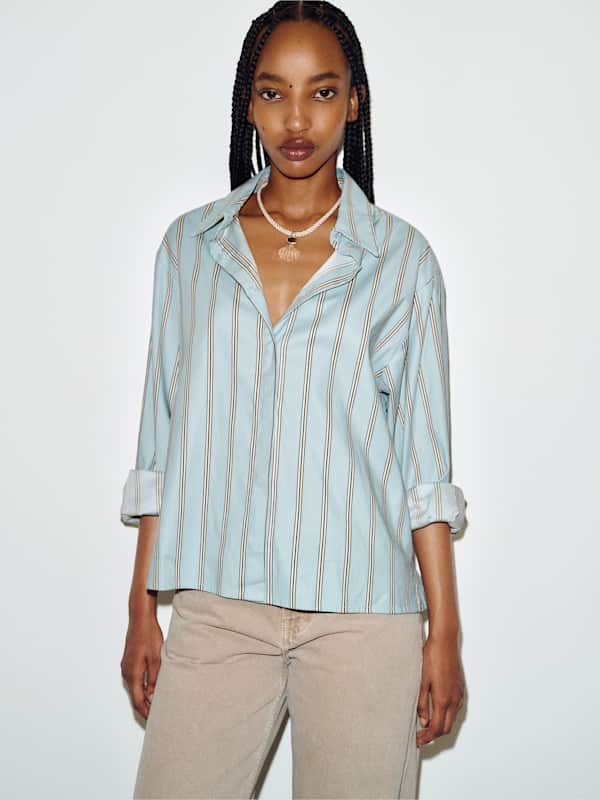 Andy Oversized Shirt - Aquamarine Stripe