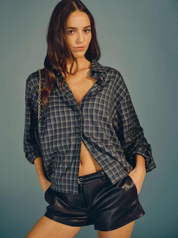 Andy Oversized Shirt - Blue Plaid