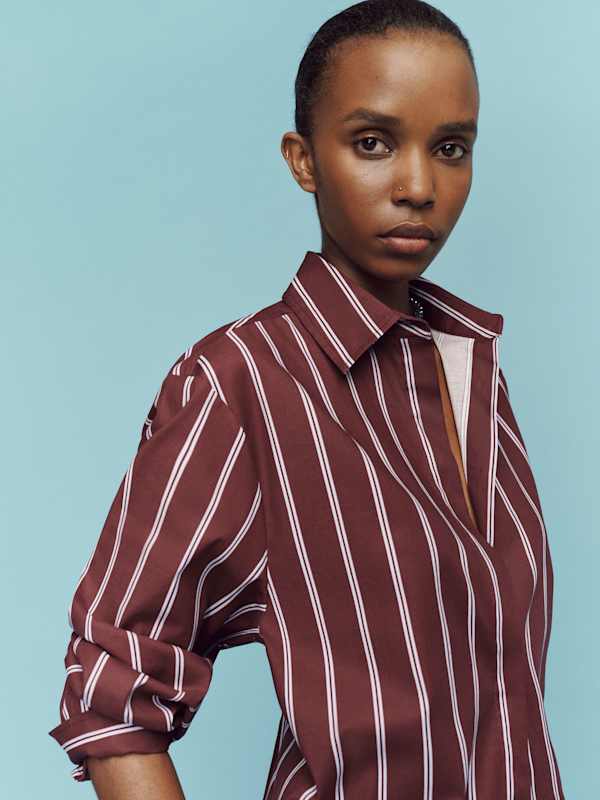 Andy Oversized Shirt - Boysenberry Stripe