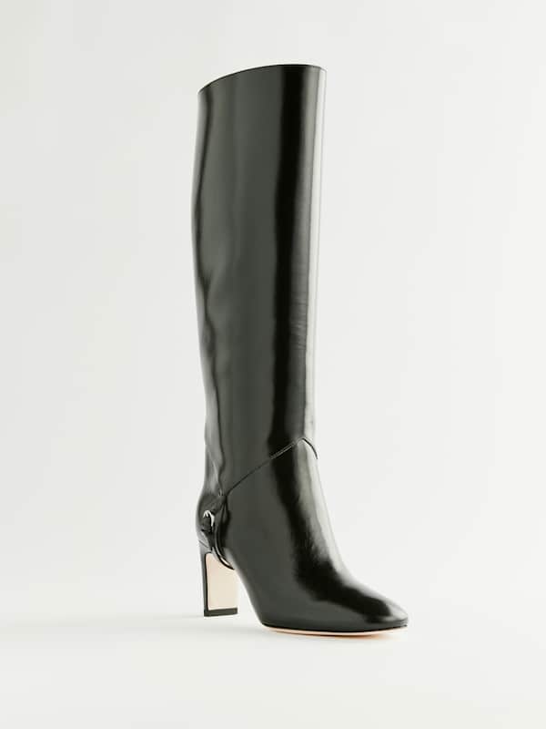 Gaelle Knee Boot - Black Leather